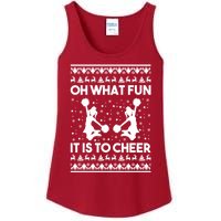 Oh What Fun It Is To Cheer Poms Love Xmas Cheerleader Ladies Essential Tank