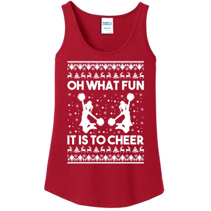 Oh What Fun It Is To Cheer Poms Love Xmas Cheerleader Ladies Essential Tank