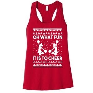 Oh What Fun It Is To Cheer Poms Love Xmas Cheerleader Women's Racerback Tank