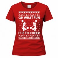 Oh What Fun It Is To Cheer Poms Love Xmas Cheerleader Women's T-Shirt