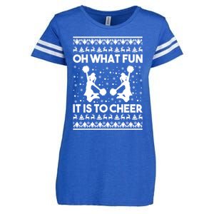 Oh What Fun It Is To Cheer Poms Love Xmas Cheerleader Enza Ladies Jersey Football T-Shirt