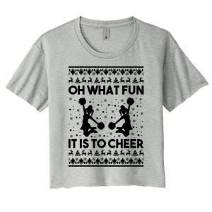 Oh What Fun It Is To Cheer Poms Love Xmas Cheerleader Women's Crop Top Tee