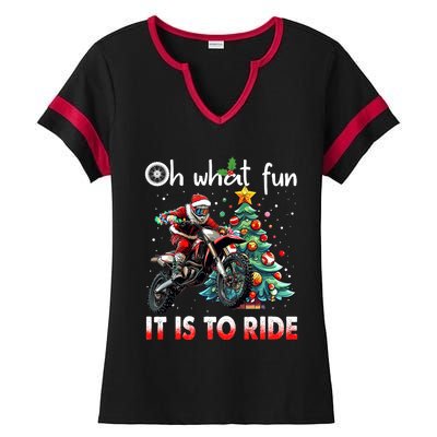 Oh What Fun It Is To Ride Motocross Christmas Ladies Halftime Notch Neck Tee