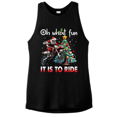 Oh What Fun It Is To Ride Motocross Christmas Ladies PosiCharge Tri-Blend Wicking Tank