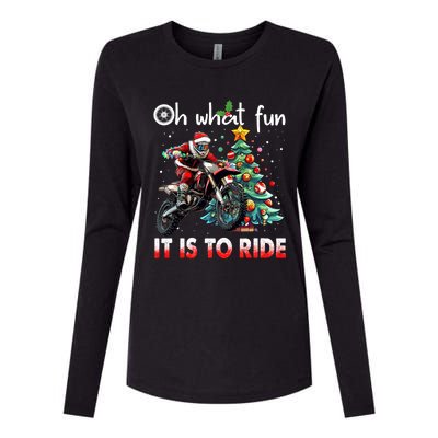 Oh What Fun It Is To Ride Motocross Christmas Womens Cotton Relaxed Long Sleeve T-Shirt