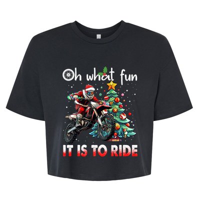 Oh What Fun It Is To Ride Motocross Christmas Bella+Canvas Jersey Crop Tee