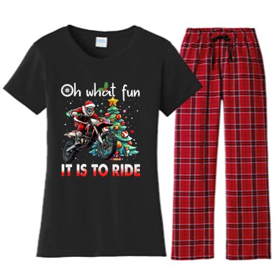 Oh What Fun It Is To Ride Motocross Christmas Women's Flannel Pajama Set