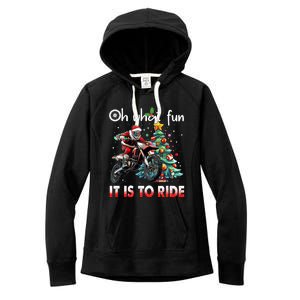 Oh What Fun It Is To Ride Motocross Christmas Women's Fleece Hoodie