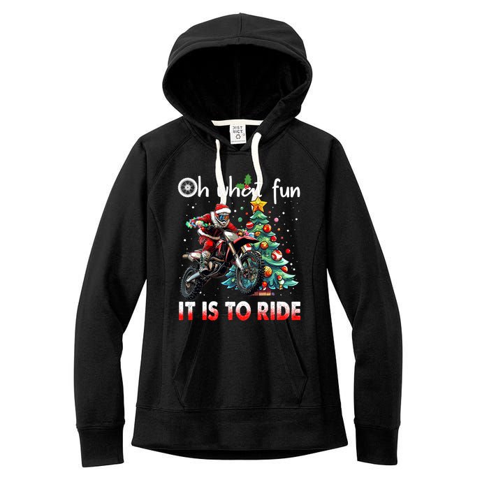 Oh What Fun It Is To Ride Motocross Christmas Women's Fleece Hoodie