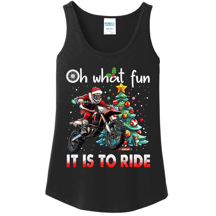 Oh What Fun It Is To Ride Motocross Christmas Ladies Essential Tank