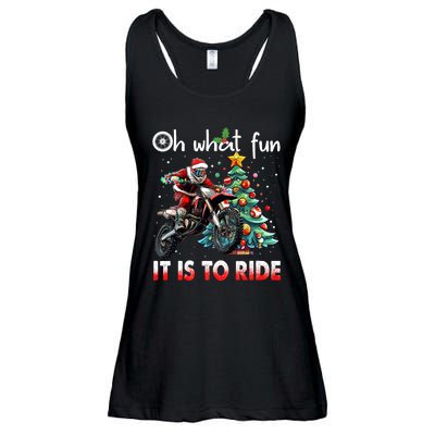 Oh What Fun It Is To Ride Motocross Christmas Ladies Essential Flowy Tank