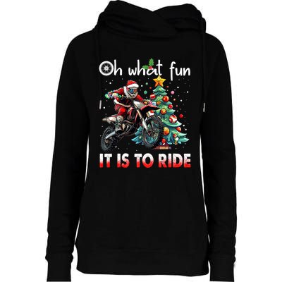 Oh What Fun It Is To Ride Motocross Christmas Womens Funnel Neck Pullover Hood