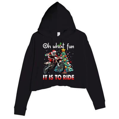 Oh What Fun It Is To Ride Motocross Christmas Crop Fleece Hoodie