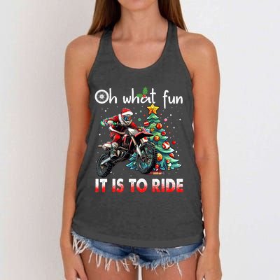 Oh What Fun It Is To Ride Motocross Christmas Women's Knotted Racerback Tank