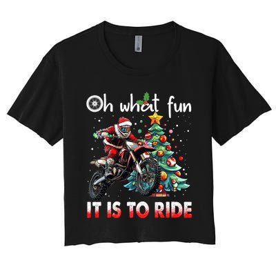 Oh What Fun It Is To Ride Motocross Christmas Women's Crop Top Tee