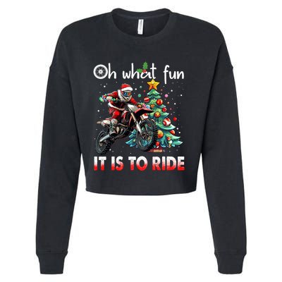 Oh What Fun It Is To Ride Motocross Christmas Cropped Pullover Crew