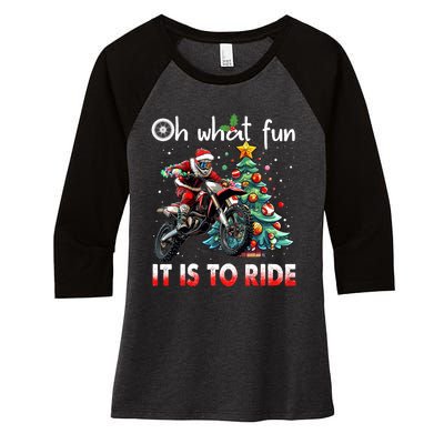 Oh What Fun It Is To Ride Motocross Christmas Women's Tri-Blend 3/4-Sleeve Raglan Shirt