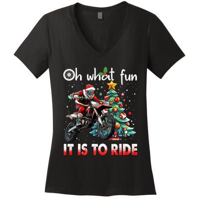 Oh What Fun It Is To Ride Motocross Christmas Women's V-Neck T-Shirt