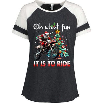 Oh What Fun It Is To Ride Motocross Christmas Enza Ladies Jersey Colorblock Tee