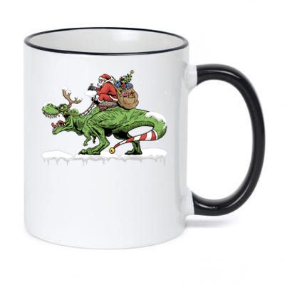 Oh What Fun It Is To Rawr Santa Claus Dinosaur Ride Gift 11oz Black Color Changing Mug