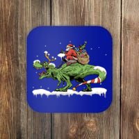 Oh What Fun It Is To Rawr Santa Claus Dinosaur Ride Gift Coaster