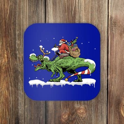 Oh What Fun It Is To Rawr Santa Claus Dinosaur Ride Gift Coaster