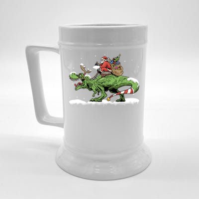 Oh What Fun It Is To Rawr Santa Claus Dinosaur Ride Gift Beer Stein