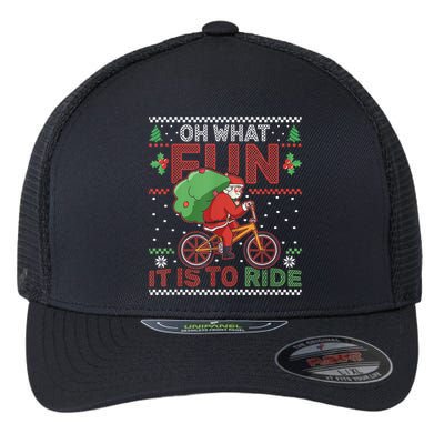 Oh What Fun It Is To Ride Bicycle Cyclist Christmas Flexfit Unipanel Trucker Cap