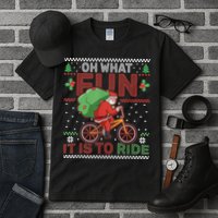 Oh What Fun It Is To Ride Bicycle Cyclist Christmas Tall T-Shirt