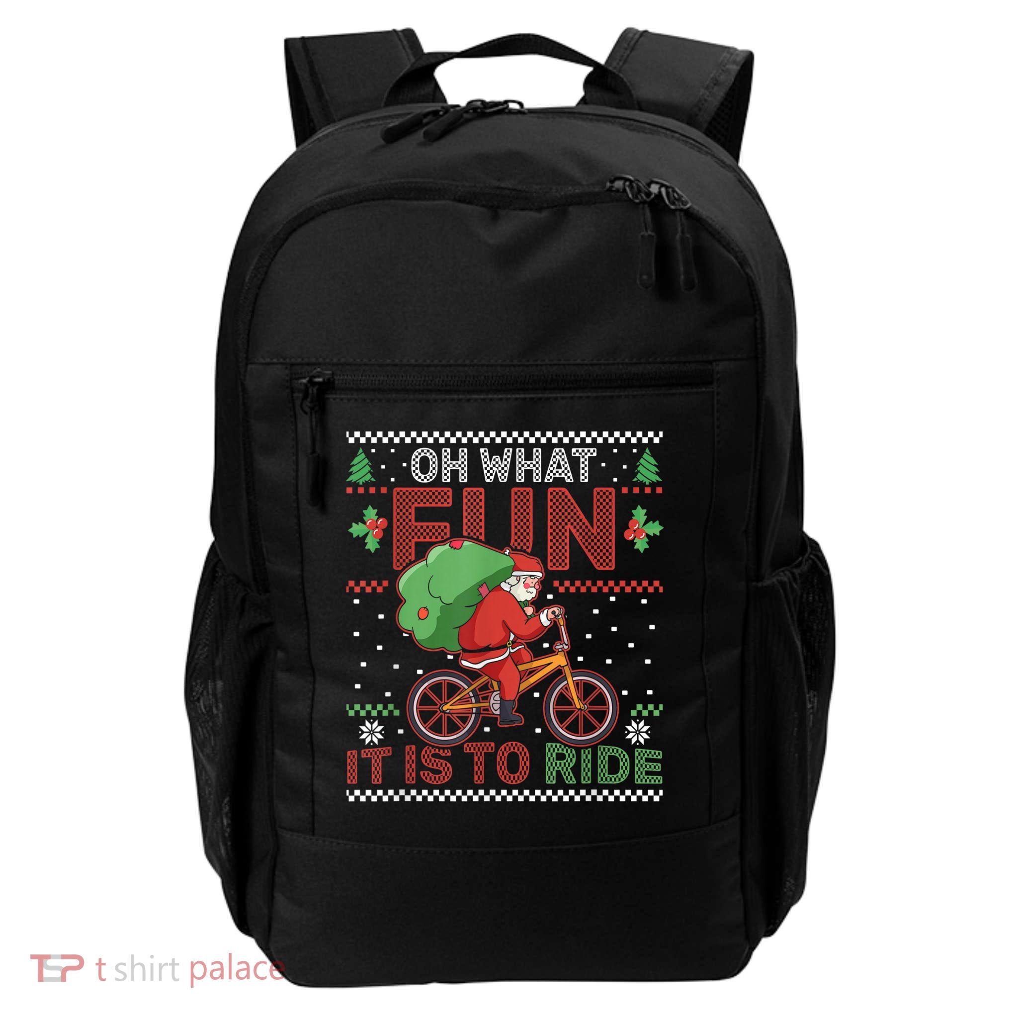 Oh What Fun It Is To Ride Bicycle Cyclist Christmas Backpack