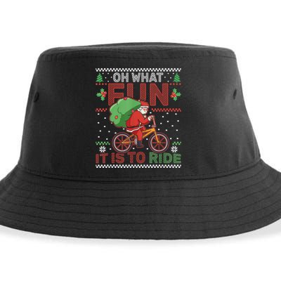 Oh What Fun It Is To Ride Bicycle Cyclist Christmas Sustainable Bucket Hat