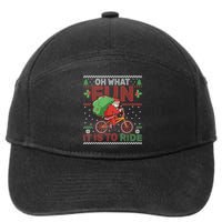Oh What Fun It Is To Ride Bicycle Cyclist Christmas 7-Panel Snapback Hat