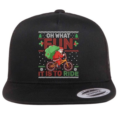 Oh What Fun It Is To Ride Bicycle Cyclist Christmas Flatbill Hat