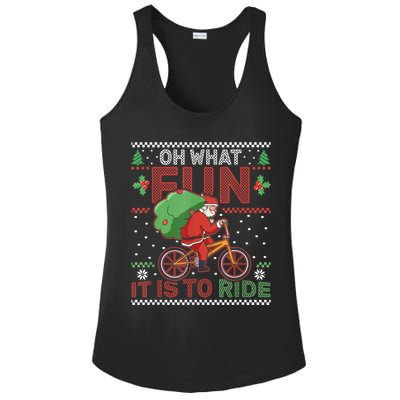 Oh What Fun It Is To Ride Bicycle Cyclist Christmas Ladies PosiCharge Competitor Racerback Tank