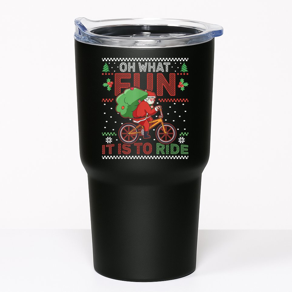 Oh What Fun It Is To Ride Bicycle Cyclist Christmas Tumbler