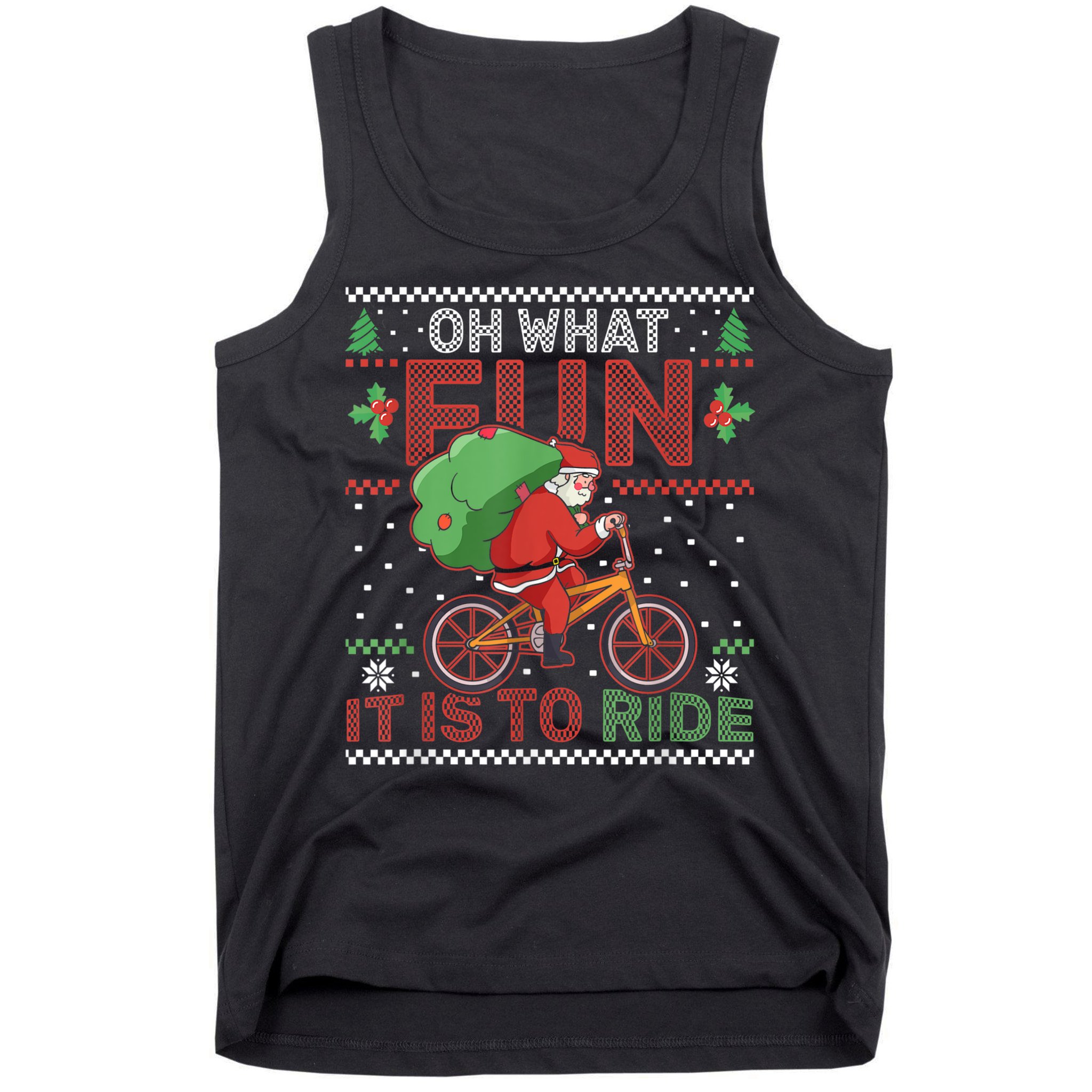 Oh What Fun It Is To Ride Bicycle Cyclist Christmas Tank Top