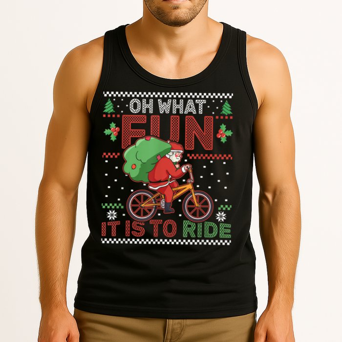 Oh What Fun It Is To Ride Bicycle Cyclist Christmas Tank Top