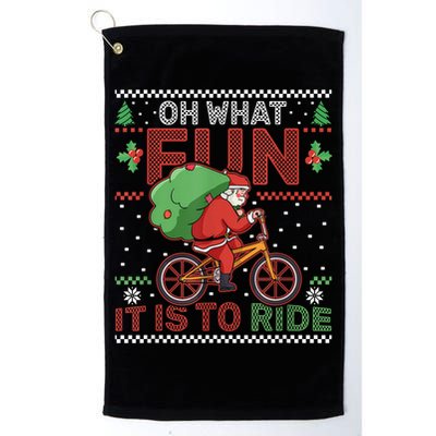 Oh What Fun It Is To Ride Bicycle Cyclist Christmas Golf Towel