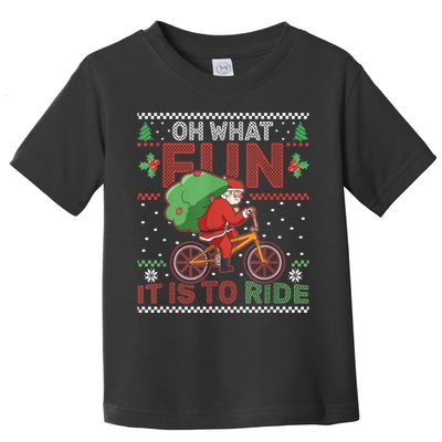 Oh What Fun It Is To Ride Bicycle Cyclist Christmas Toddler T-Shirt
