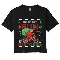 Oh What Fun It Is To Ride Bicycle Cyclist Christmas Women's Crop Top Tee