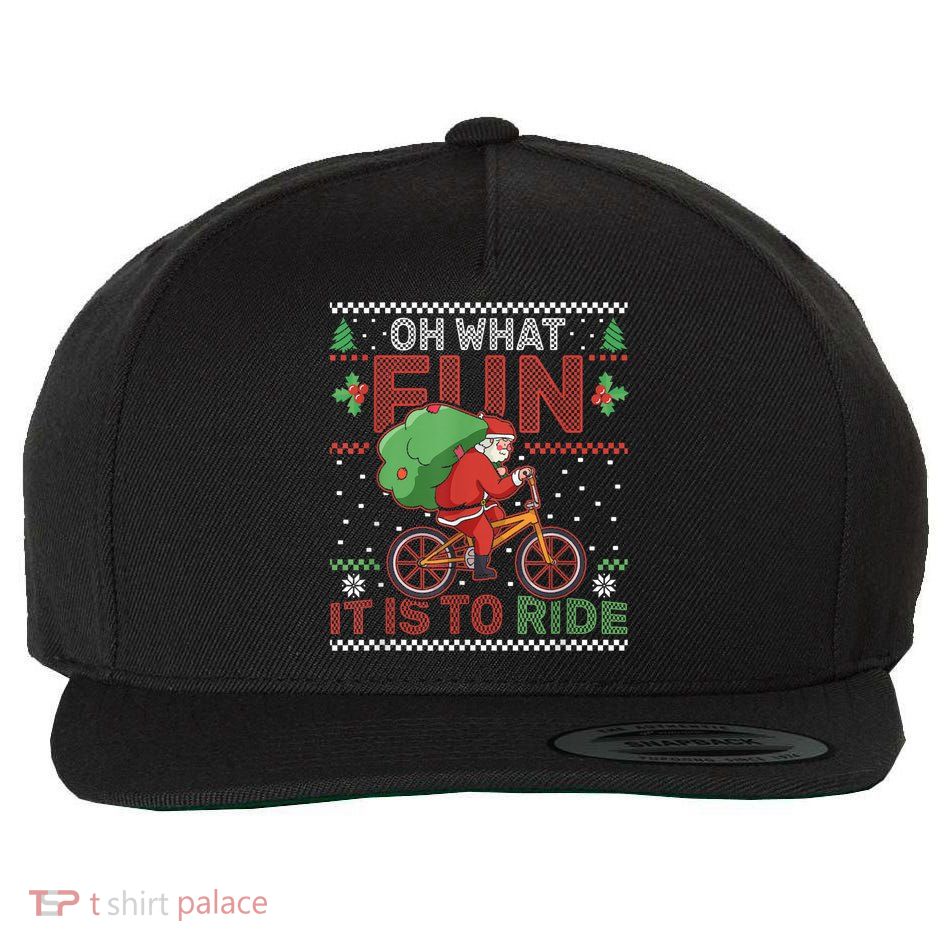 Oh What Fun It Is To Ride Bicycle Cyclist Christmas Wool Snapback Cap