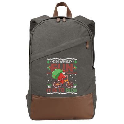 Oh What Fun It Is To Ride Bicycle Cyclist Christmas Cotton Canvas Backpack