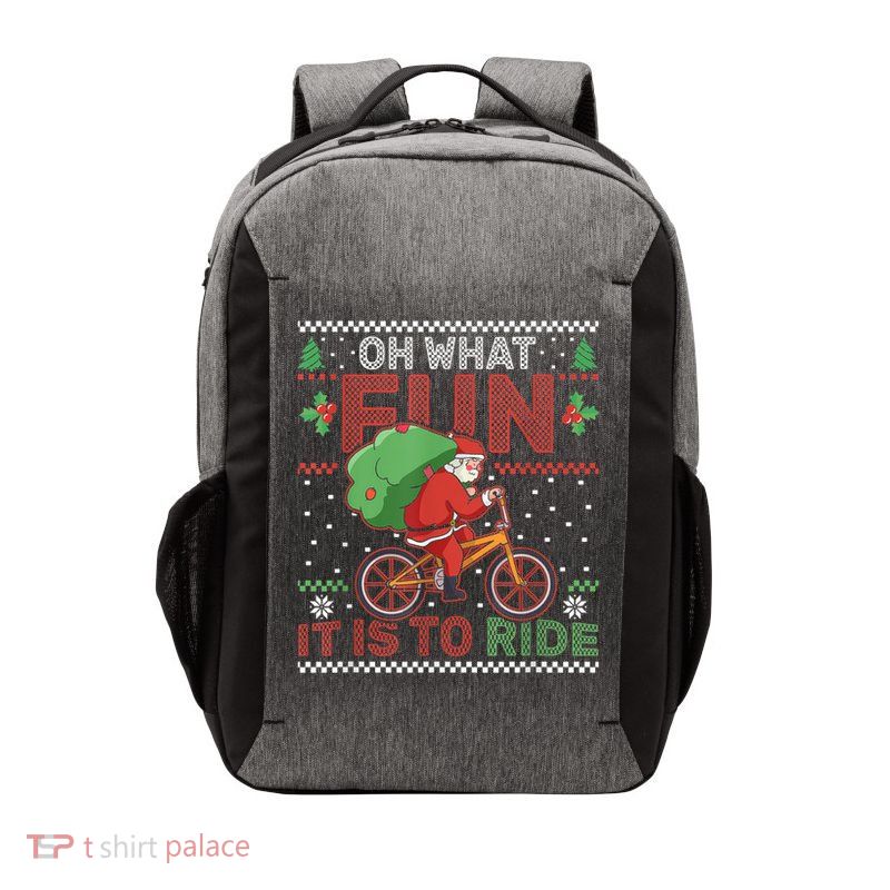 Oh What Fun It Is To Ride Bicycle Cyclist Christmas Vector Backpack