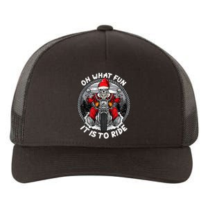 Oh What Fun It Is To Ride Christmas Santa Motorcycle Biker Yupoong Adult 5-Panel Trucker Hat