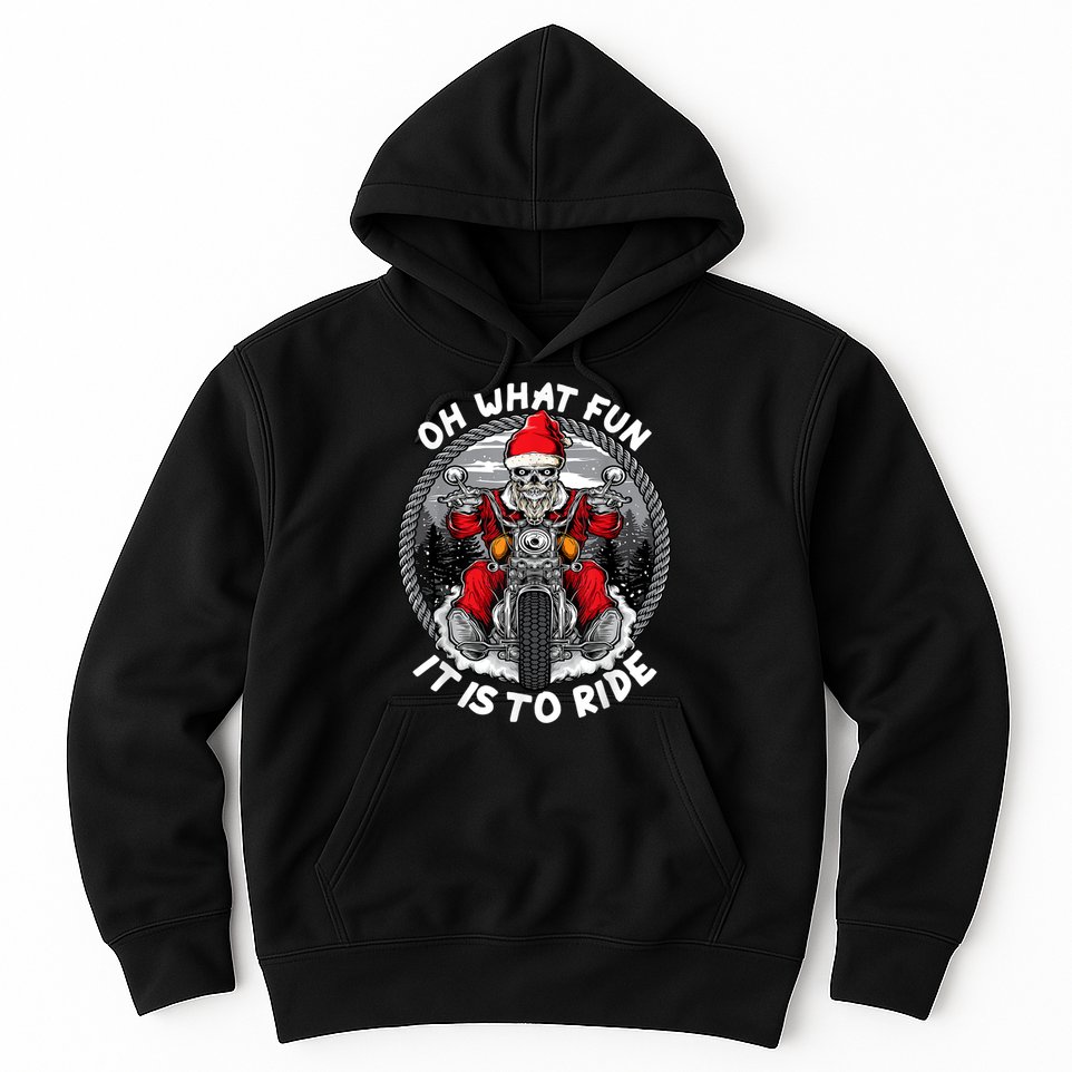 Oh What Fun It Is To Ride Christmas Santa Motorcycle Biker Hoodie