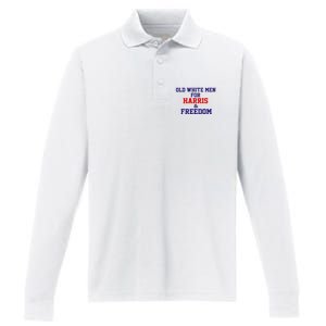 Old White For Harris And Freedom Election Usa 2024 Performance Long Sleeve Polo