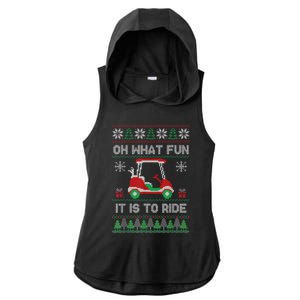 Oh What Fun It Is To Ride Golf Cart Golfer Christmas Golfing Ladies PosiCharge Tri-Blend Wicking Draft Hoodie Tank