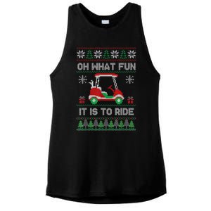 Oh What Fun It Is To Ride Golf Cart Golfer Christmas Golfing Ladies PosiCharge Tri-Blend Wicking Tank