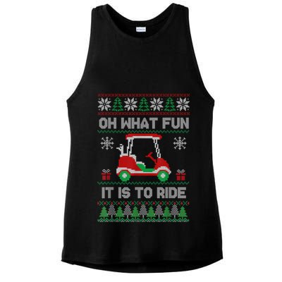 Oh What Fun It Is To Ride Golf Cart Golfer Christmas Golfing Ladies PosiCharge Tri-Blend Wicking Tank