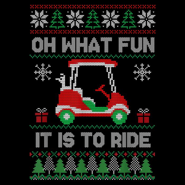 Oh What Fun It Is To Ride Golf Cart Golfer Christmas Golfing Cooling Performance Crew T-Shirt